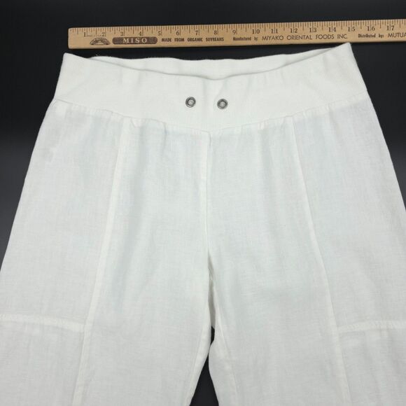 EILEEN FISHER 100% Linen Straight Leg Beach Pants White Beachy Lagenlook Minimal - Picture 3 of 10